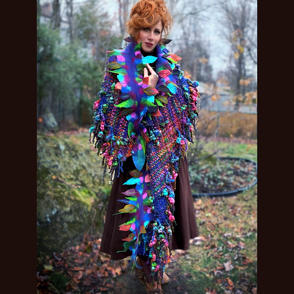 Handmade wool Felted Scarf 88”X 18”