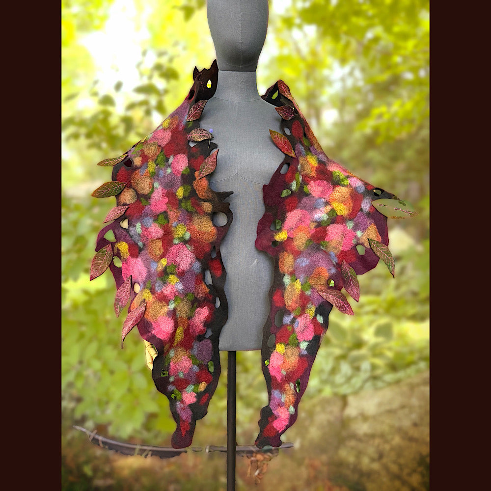 OOAK Handmade wool Felted Scarf 84” X 17” Original art work