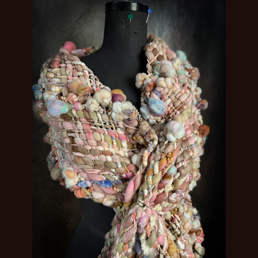 Handmade wool Woven Scarf 90” X 11”