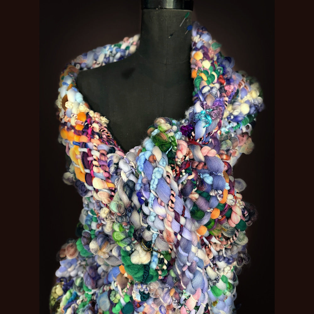 Handmade wool Woven Scarf 84” X 12”