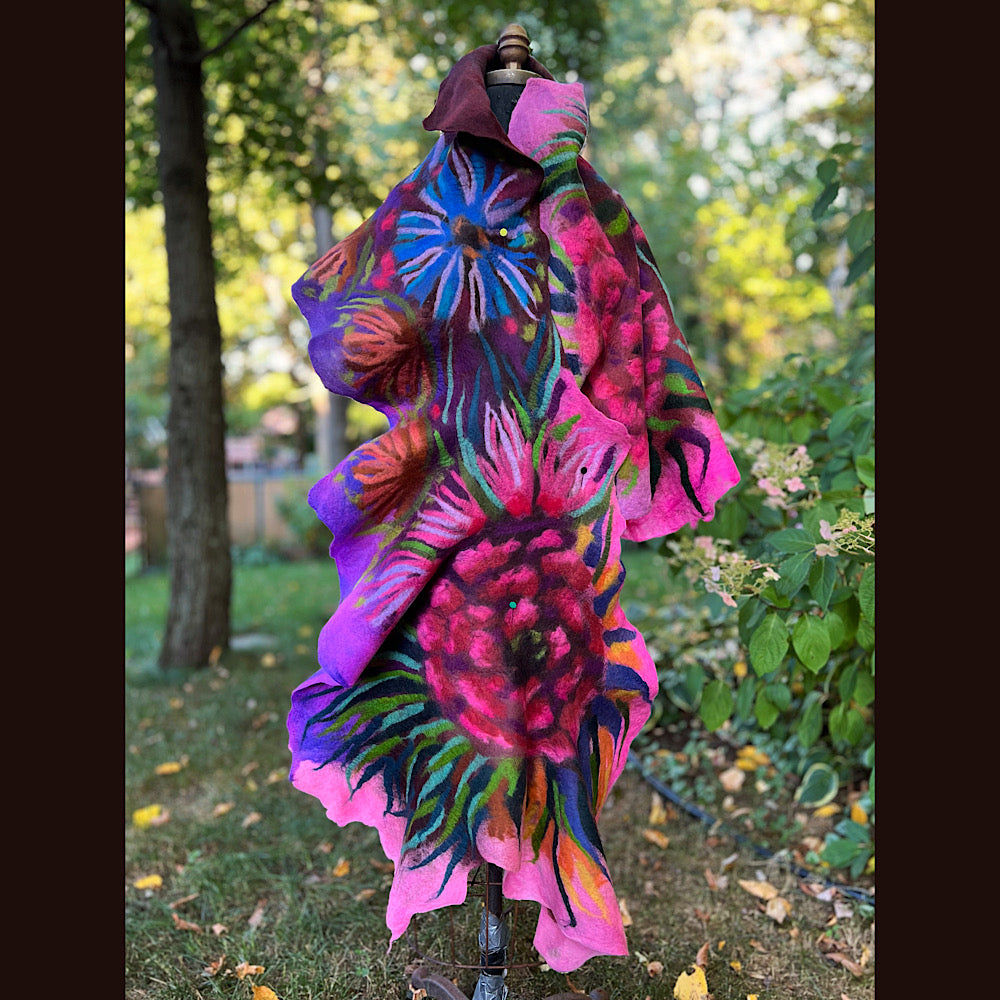 Handmade Felted wool Scarf 82” X 24”