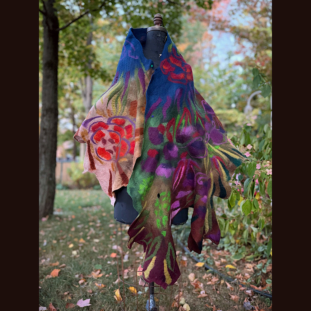 Handmade Felted Wool Scarf 80” X 22”