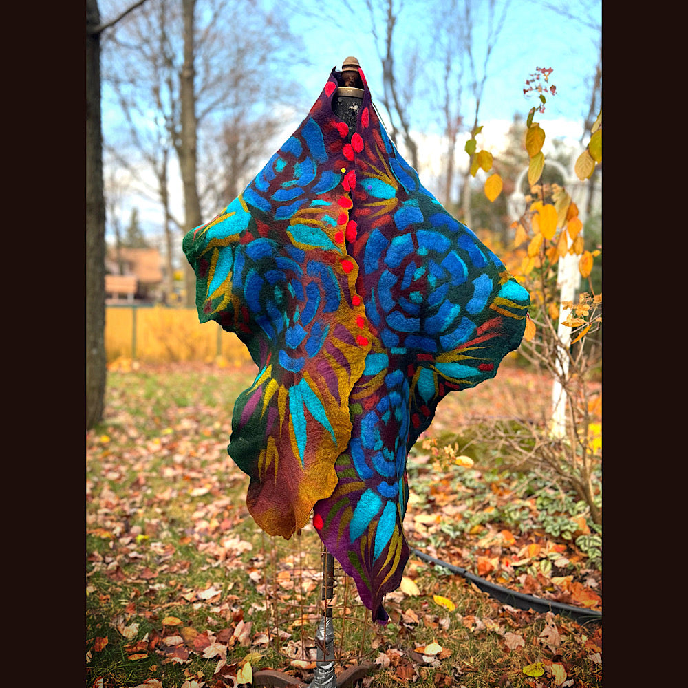 Handmade wool Felted Scarf 92” X 16”