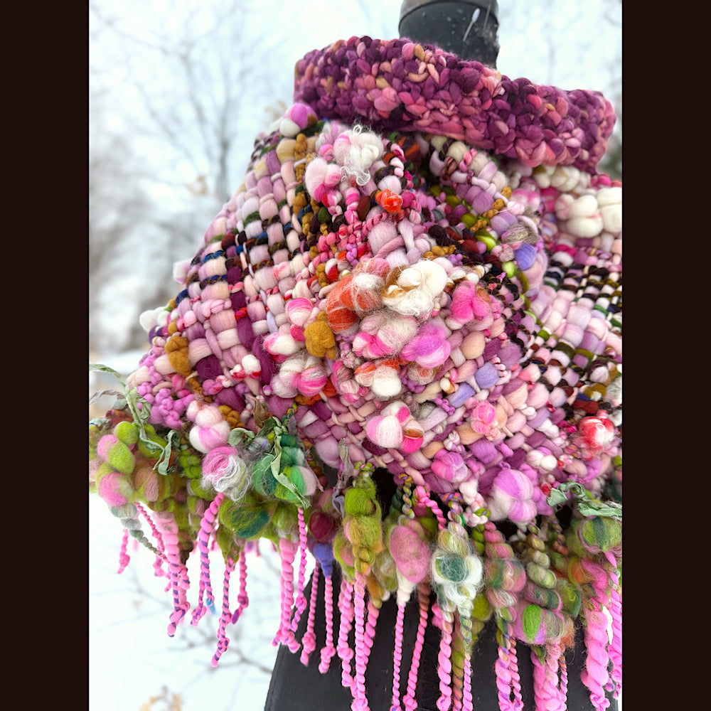 Handmade wool Woven Scarf shawlette 26”X  20” larger size