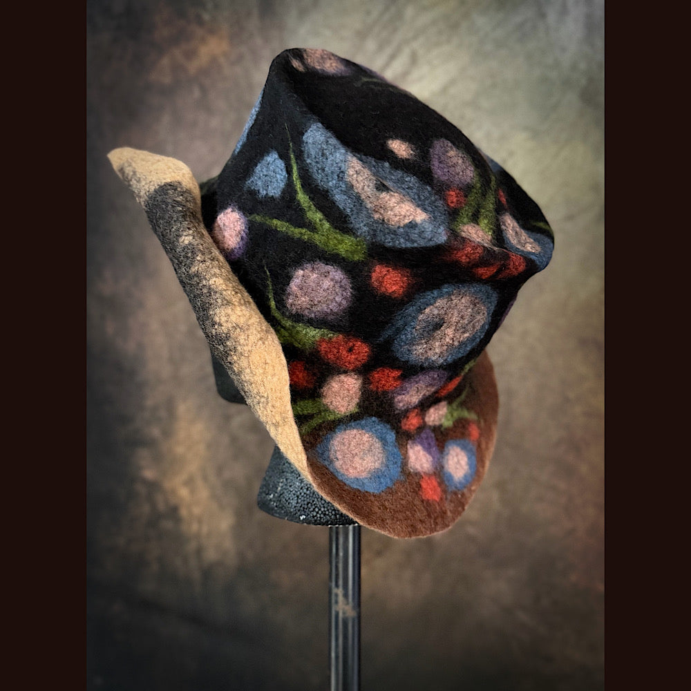 OOAK Handmade wool Felted hat 23” medium
