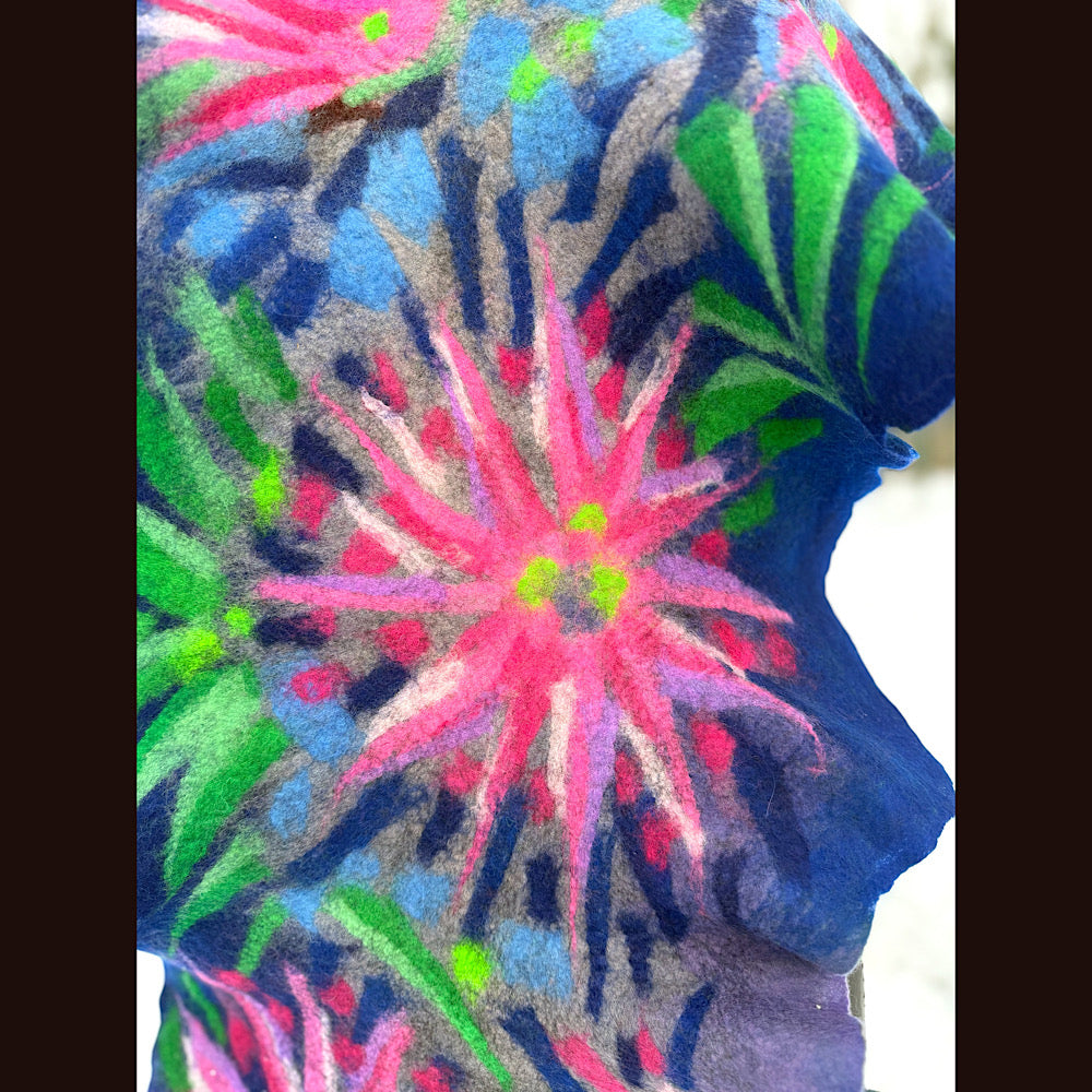 Handmade wool Felted Scarf 80” X 17”