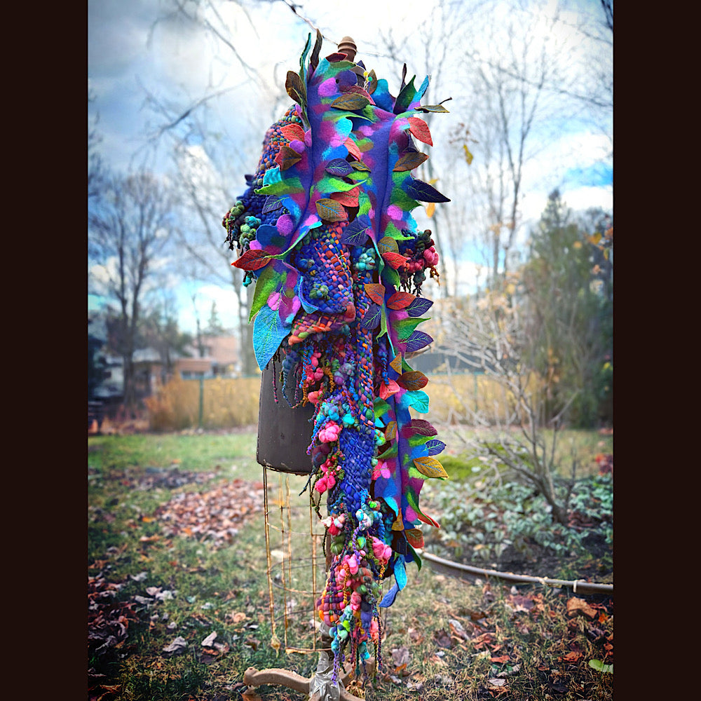 Handmade wool Felted Scarf 88”X 18”