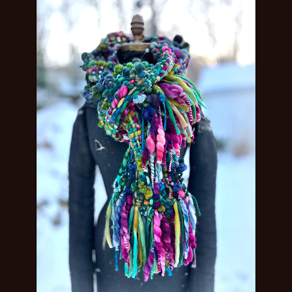 Woven art yarn Scarf 92” X 8.5”