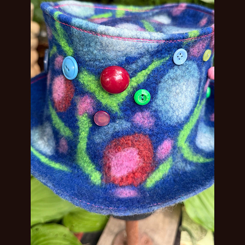 OOAK Handmade wool Felted hat 23.5” medium Silk lining