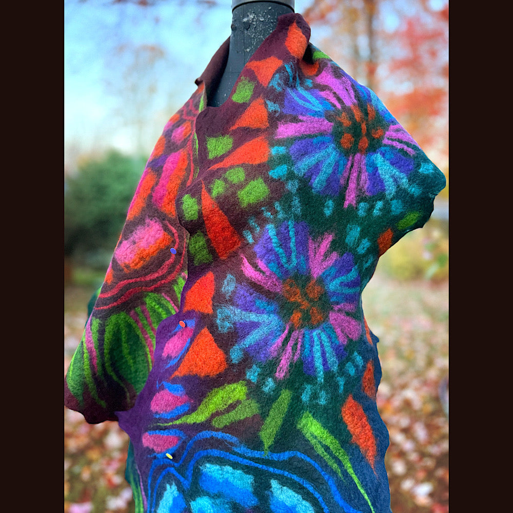 Handmade wool Felted Scarf 82” X 31”