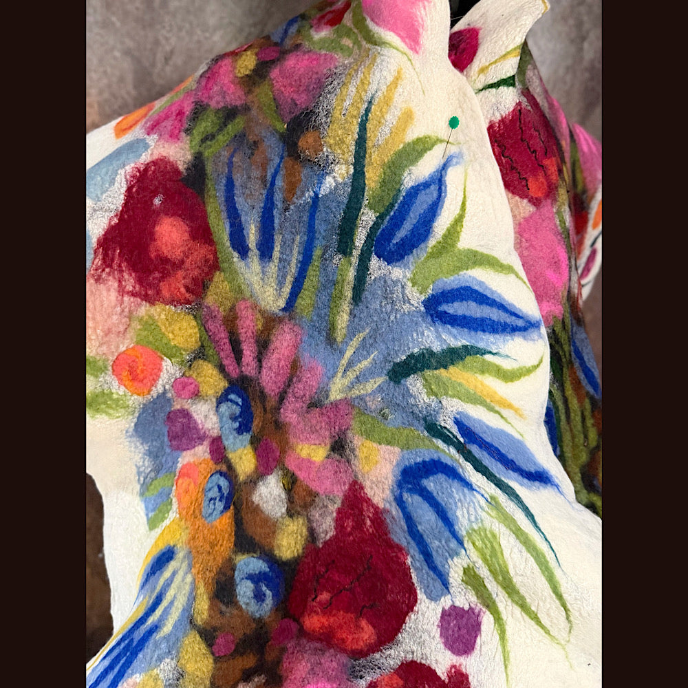 OOAK Handmade wool Felted Scarf 84” X 20” Original art work