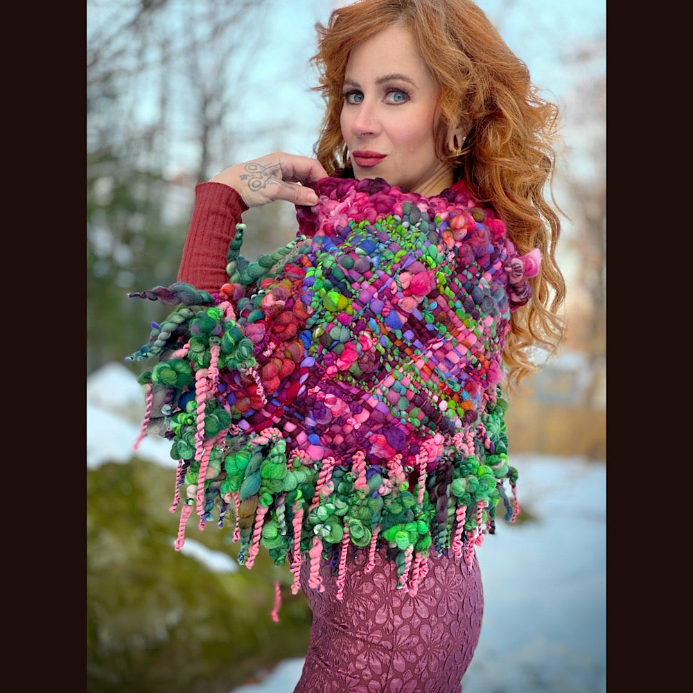 Handmade wool Woven Scarf shawlette