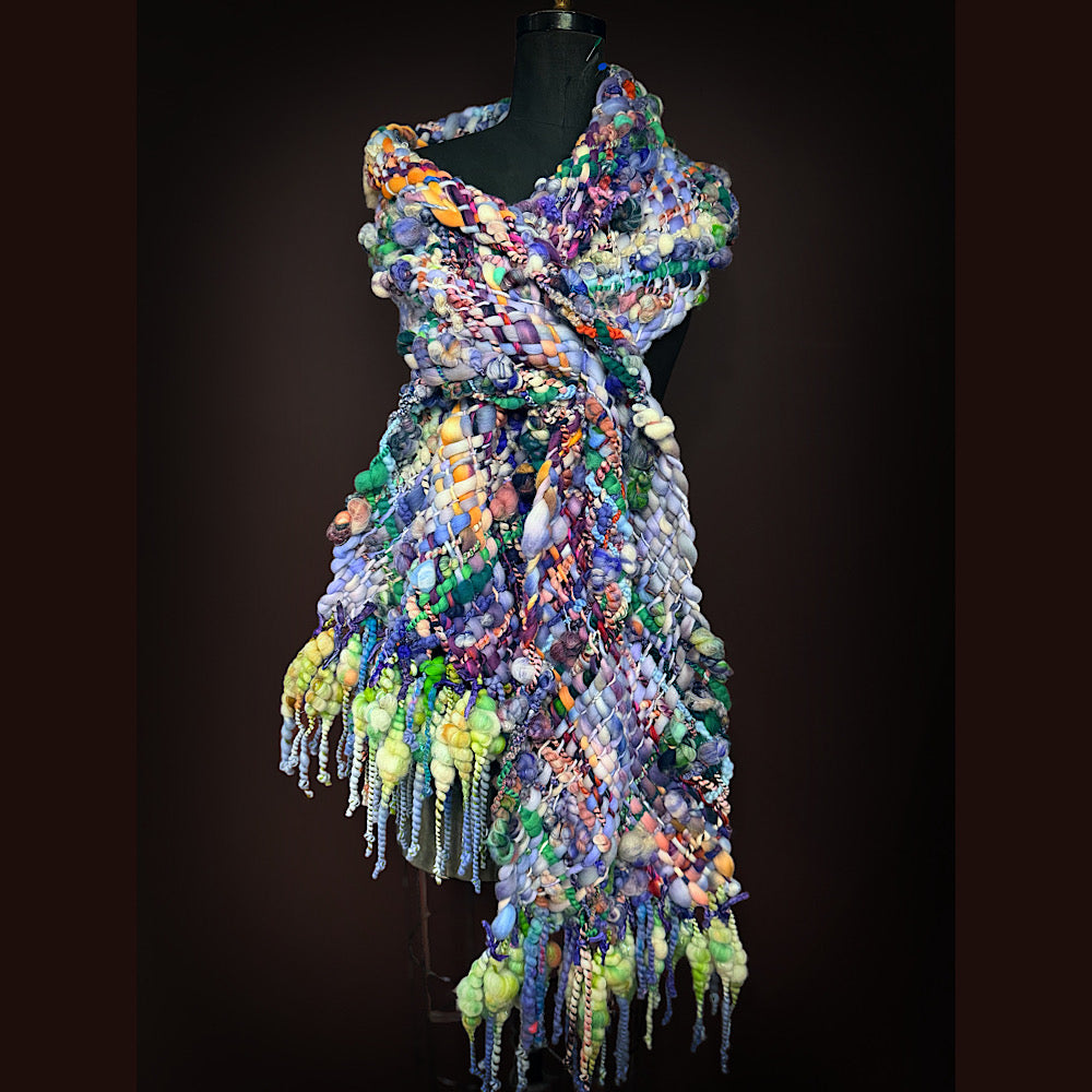 Handmade wool Woven Scarf 84” X 12”