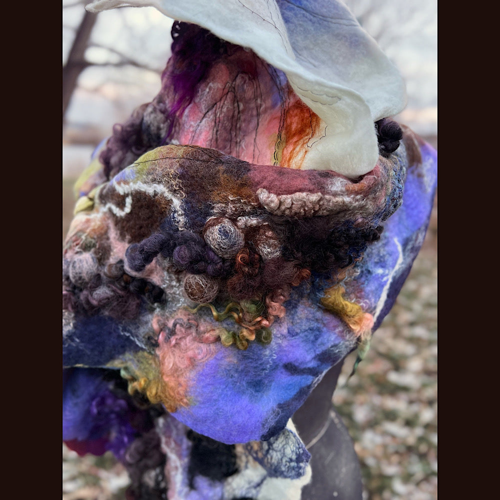 Last rays before dawn felted scarf 69” X 20”