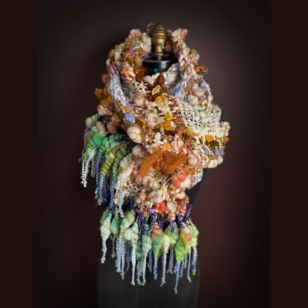 Handmade wool Woven Scarf 84” X 12”