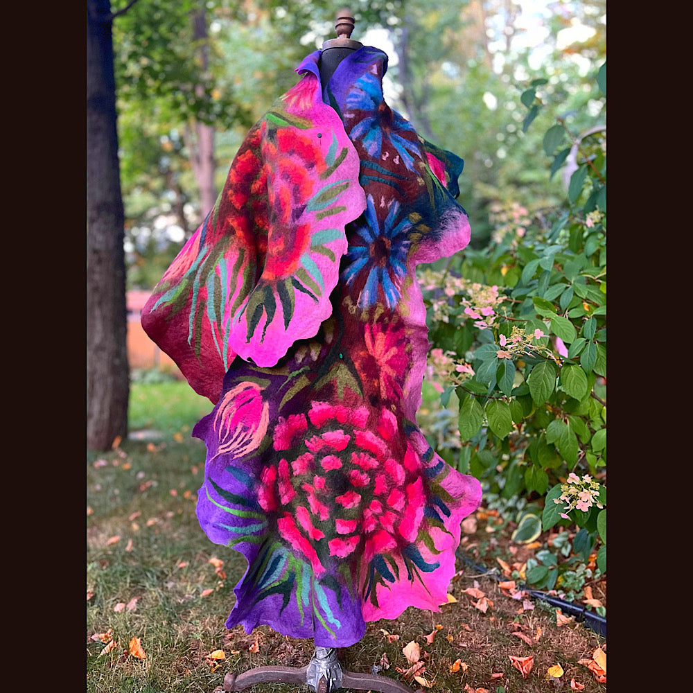 Handmade Felted wool Scarf 86” X 26”