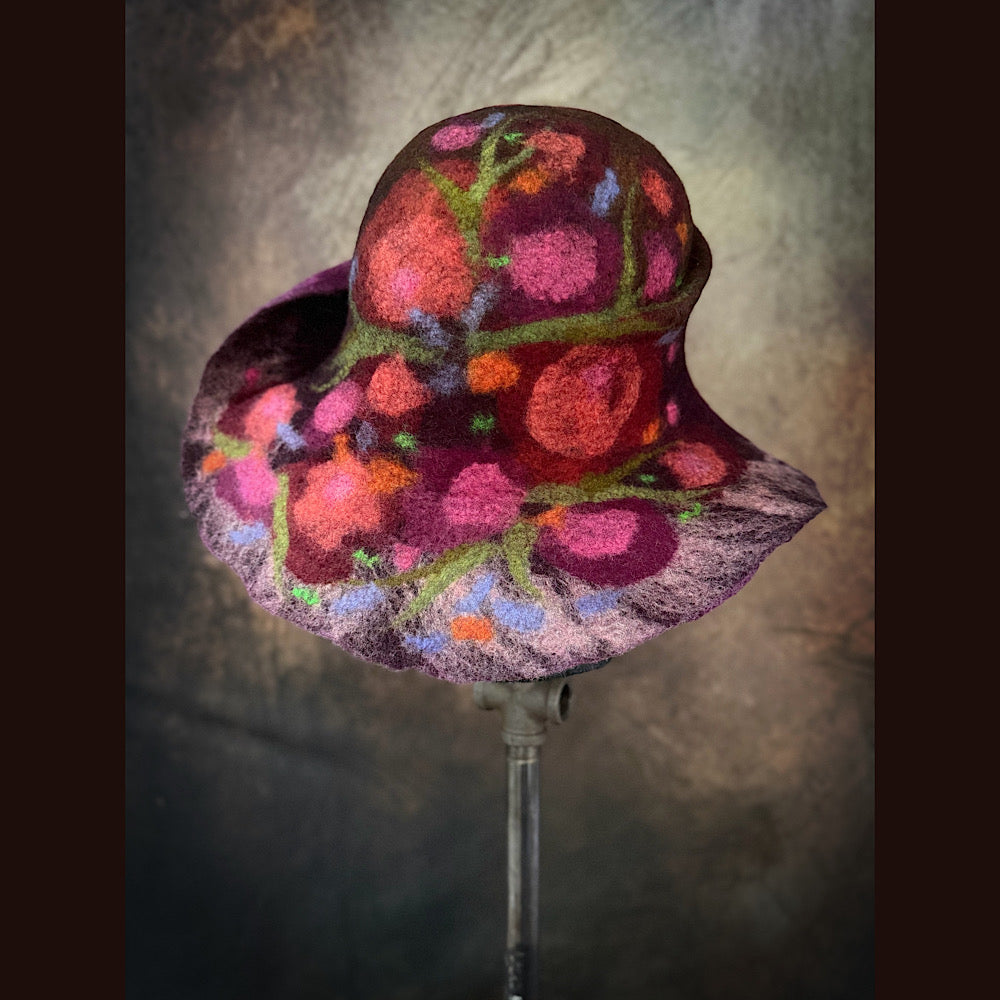 OOAK Handmade wool Felted hat 22” small