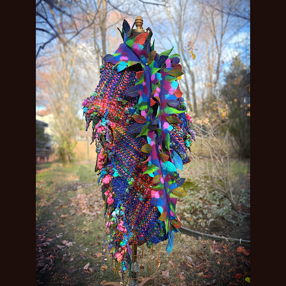 Handmade wool Felted Scarf 88”X 18”