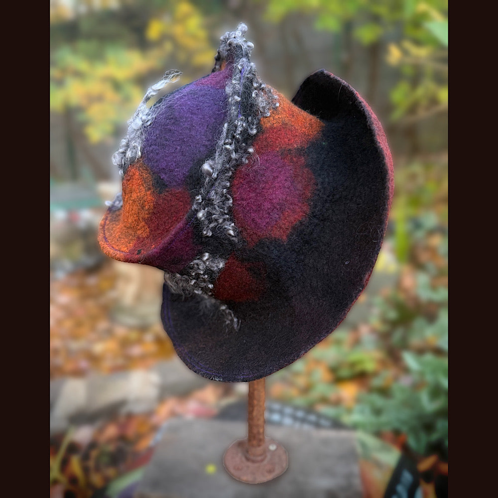 OOAK Handmade wool Felted hat 24” large