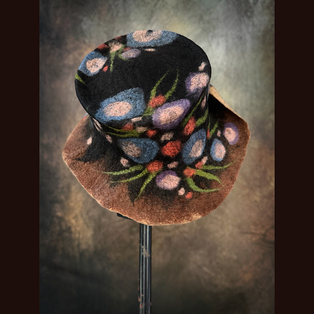 OOAK Handmade wool Felted hat 23” medium
