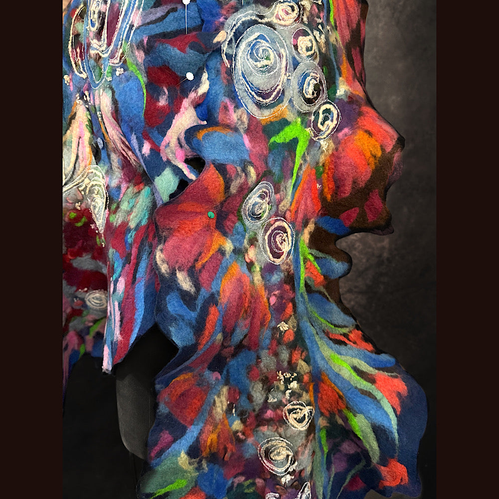 OOAK Handmade wool Felted Scarf 86” X 17”