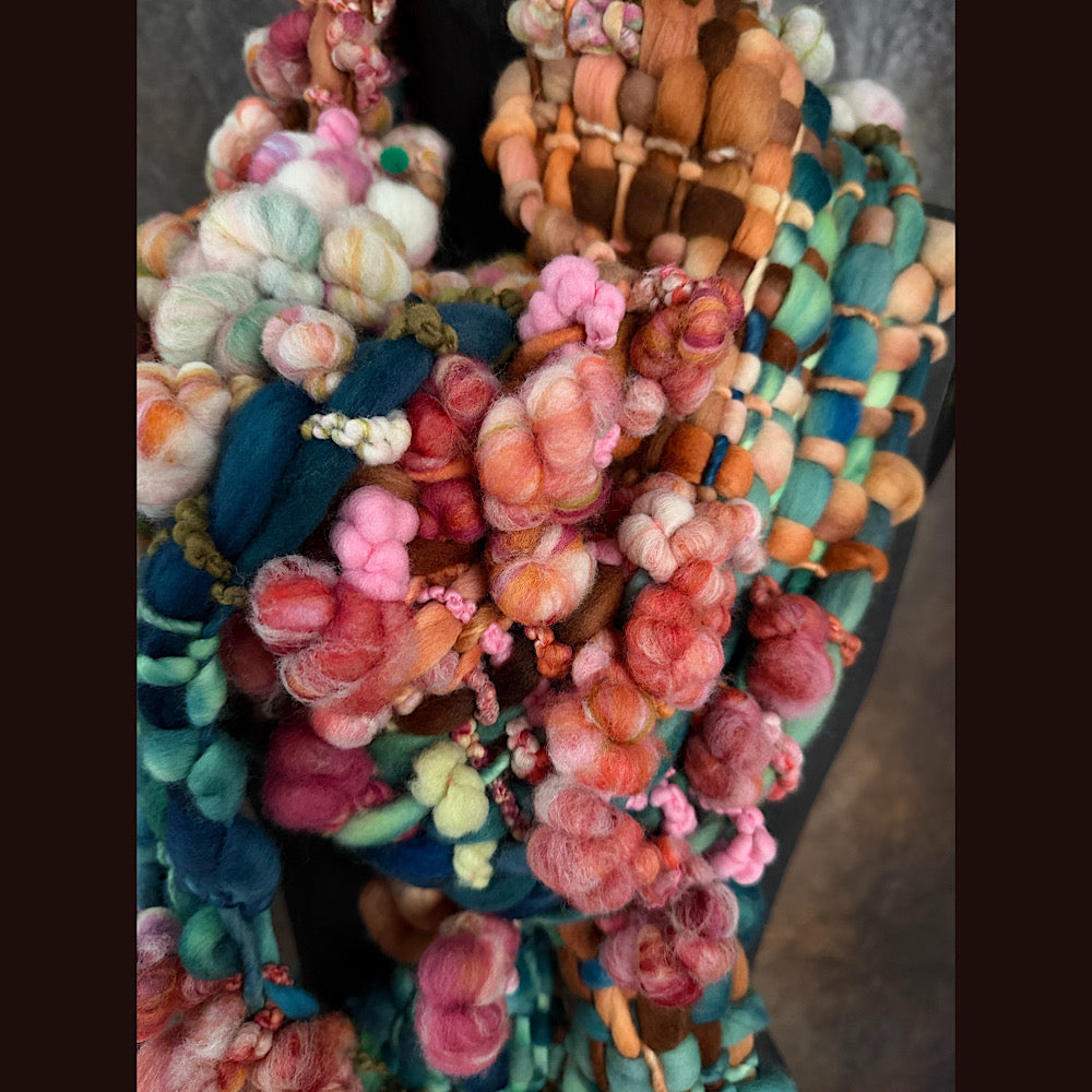 OOAK Handmade wool Woven Scarf 100” X 8”