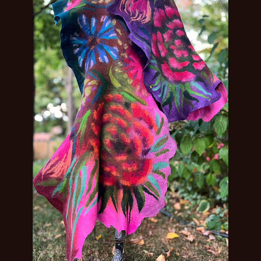 Handmade Felted wool Scarf 86” X 26”