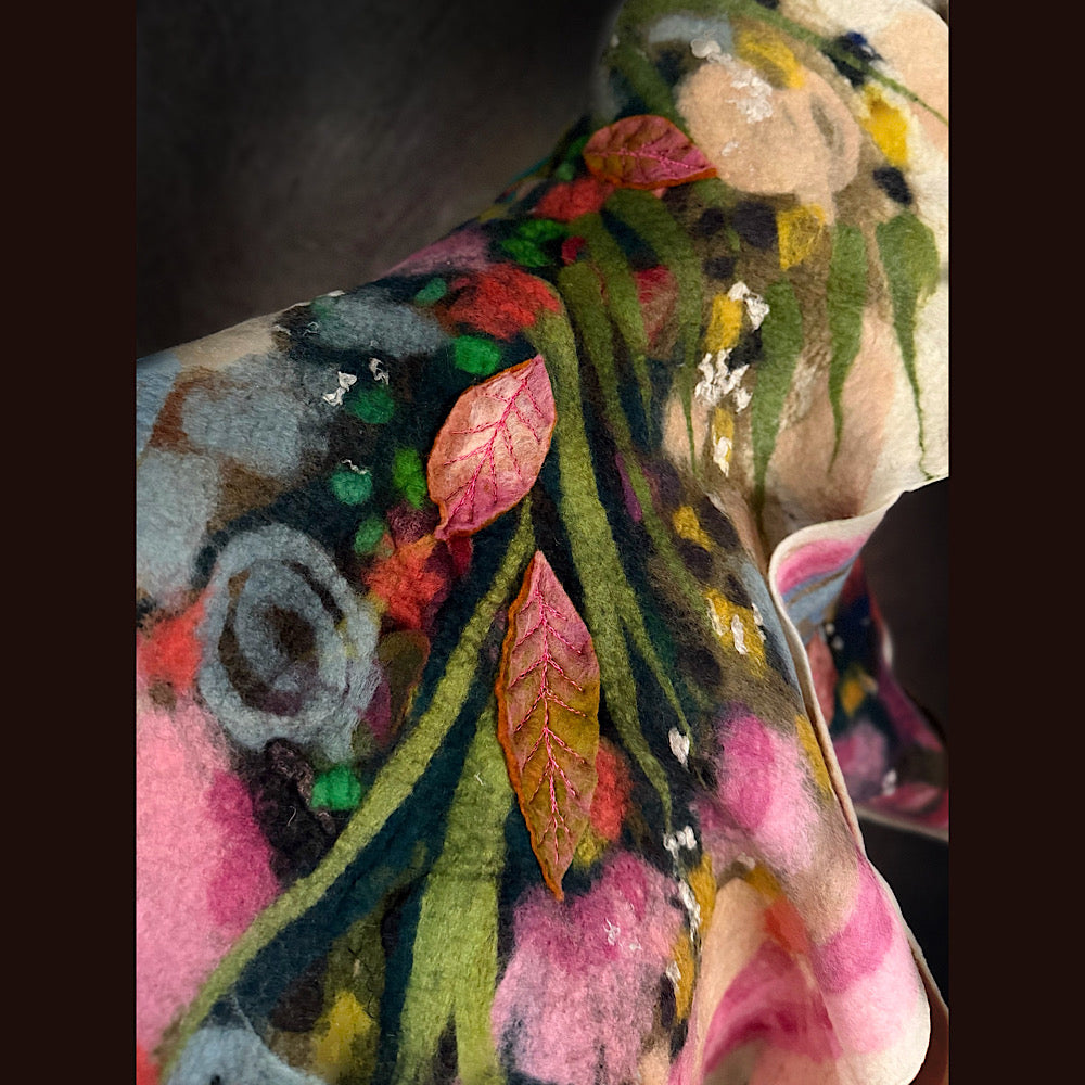 OOAK Handmade wool Felted Scarf 86” X 21”