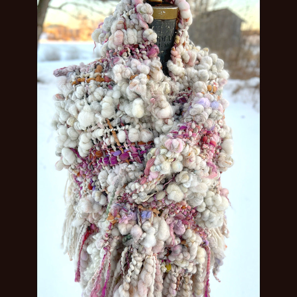 The Snow Rose Shawl  64” X 22”  1.3 pound