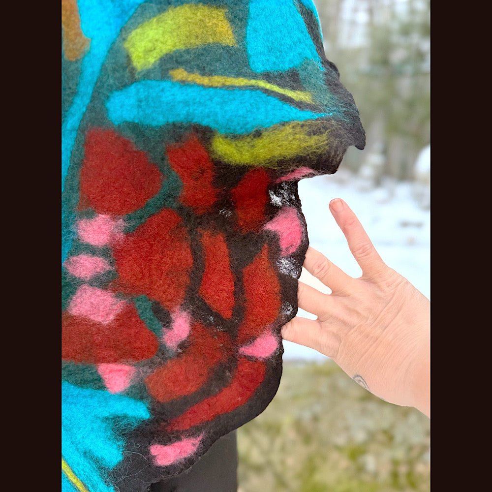 Handmade wool Felted Scarf 78” X 12”