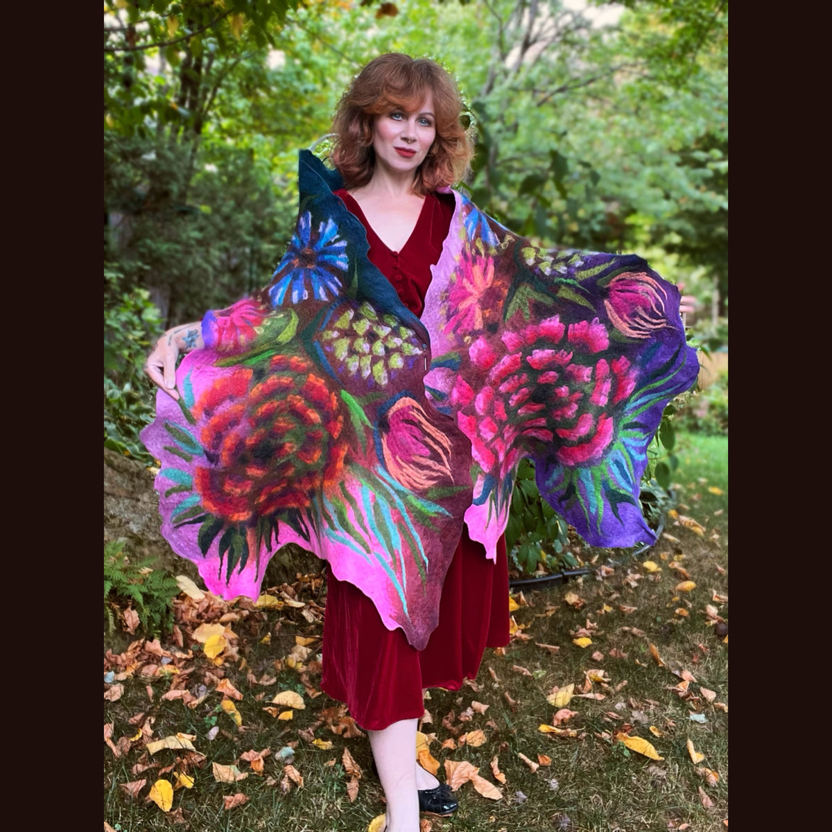 Handmade Felted wool Scarf 86” X 26”