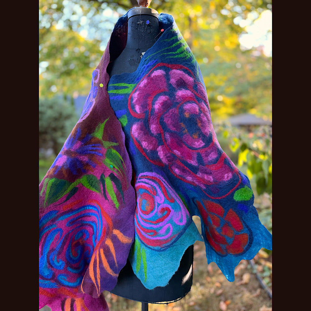 Handmade Felted Wool Scarf 82” X 25”