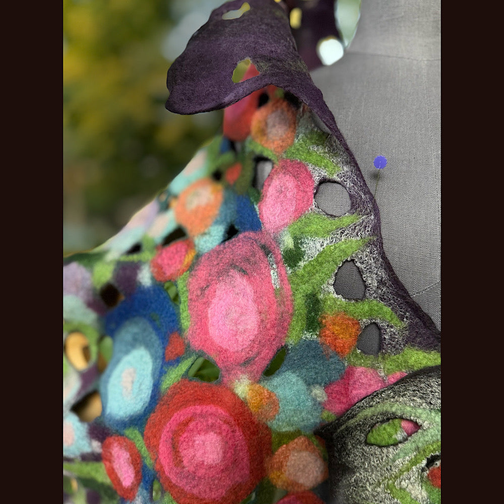 OOAK Handmade wool Felted Scarf 84” X 21” Original art work