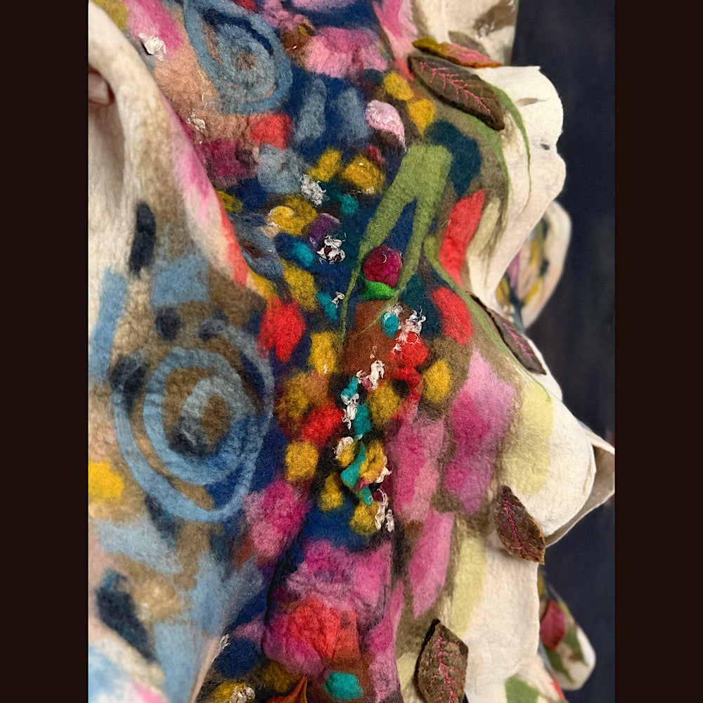 OOAK Handmade wool Felted Scarf 86” X 21”