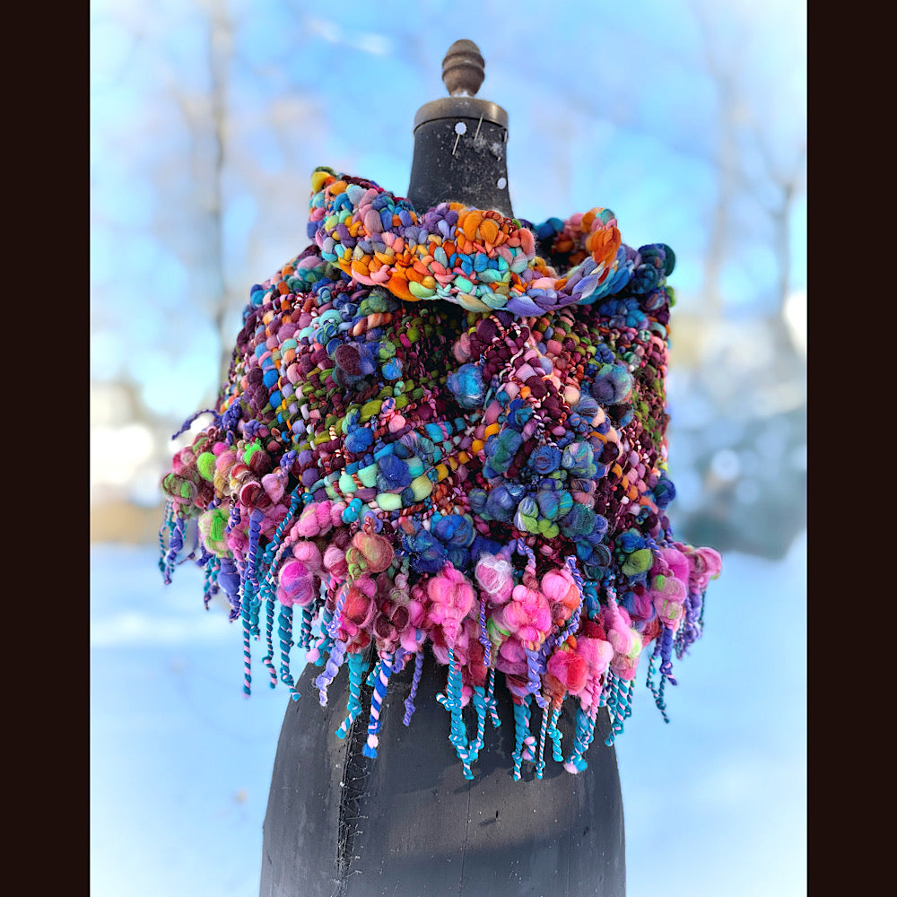 Handmade wool Woven Scarf shawlette 26”X  18” larger size