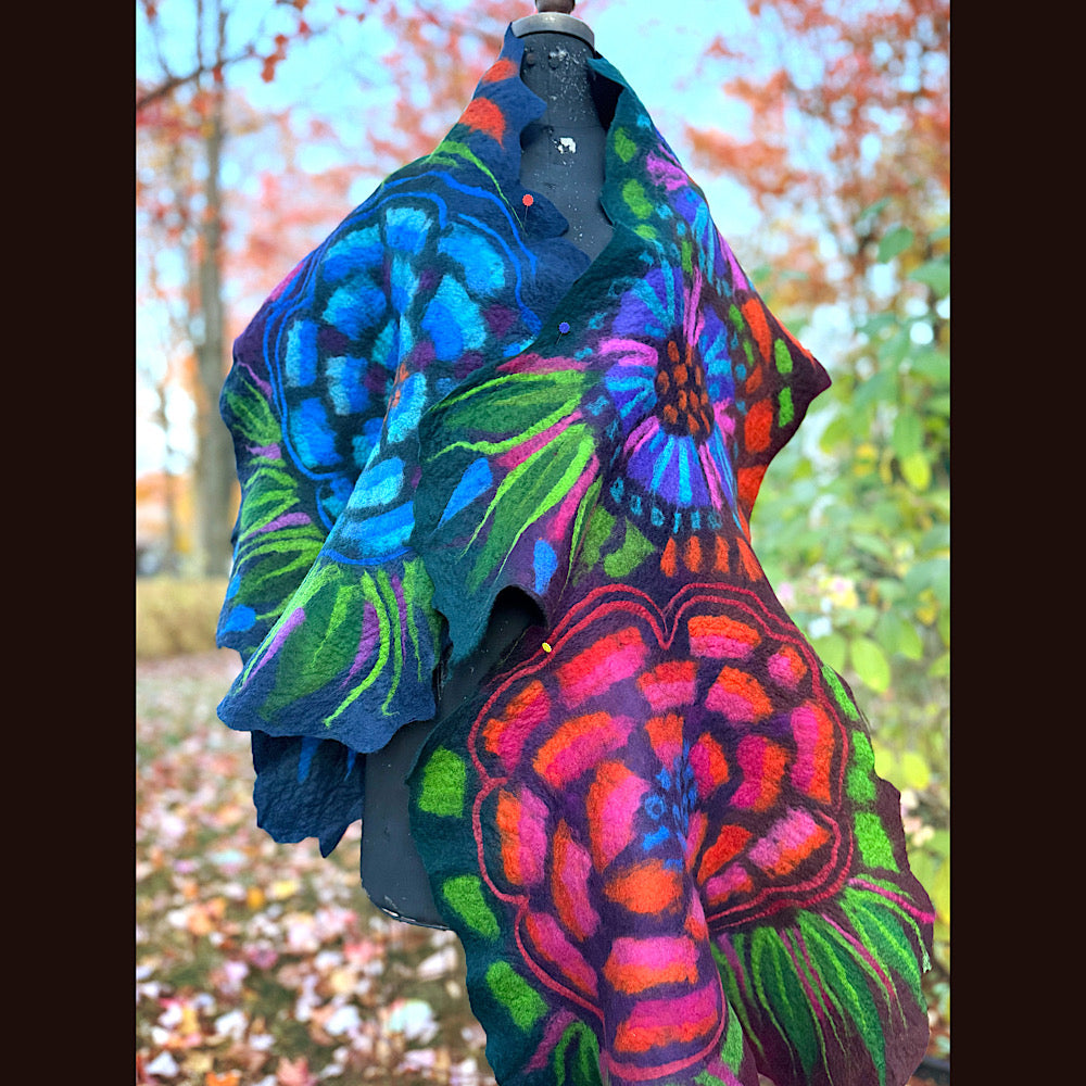 Handmade wool Felted Scarf 82” X 31”