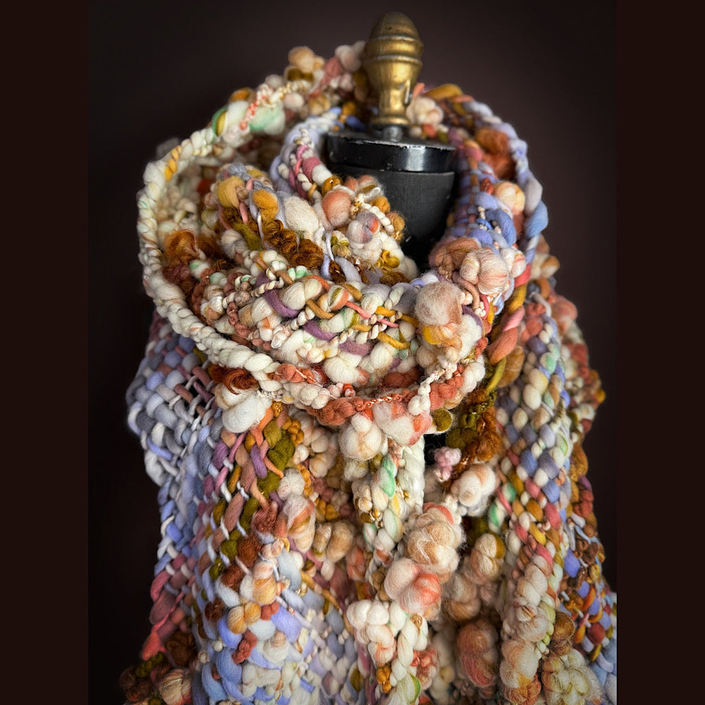 Handmade wool Woven Scarf 84” X 12”