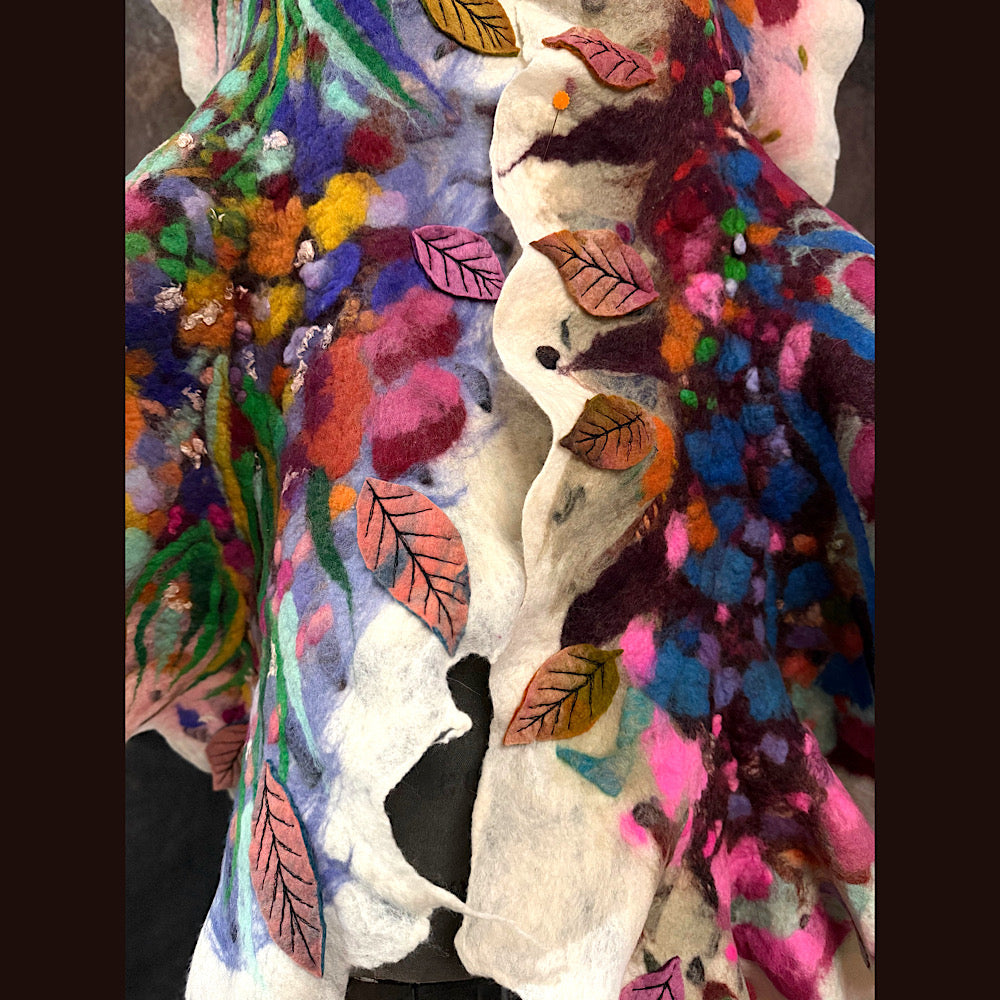 OOAK Handmade wool Felted Scarf 82” X 17”