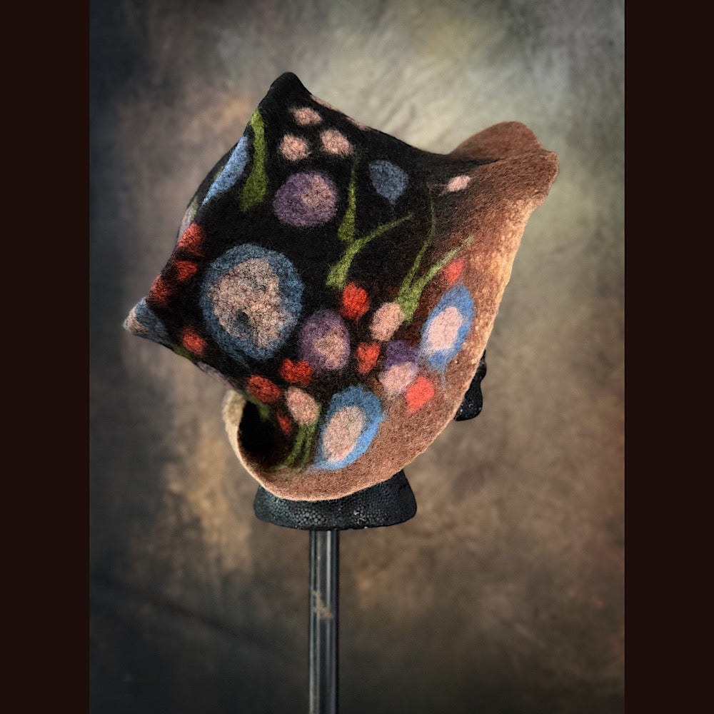 OOAK Handmade wool Felted hat 23” medium