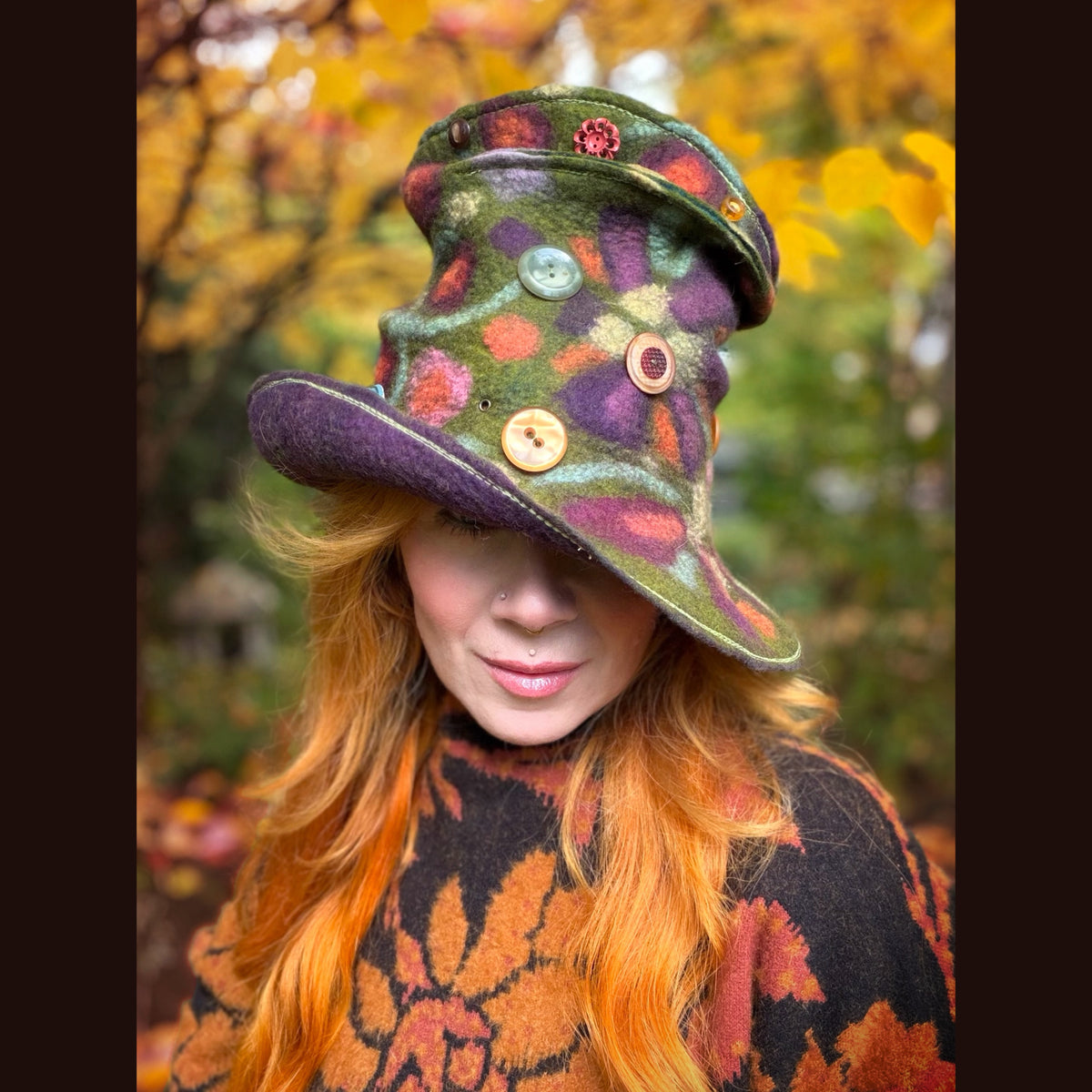 OOAK Handmade wool Felted hat 22” small