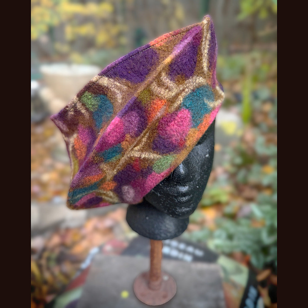 OOAK Handmade wool Felted hat 22.5” small