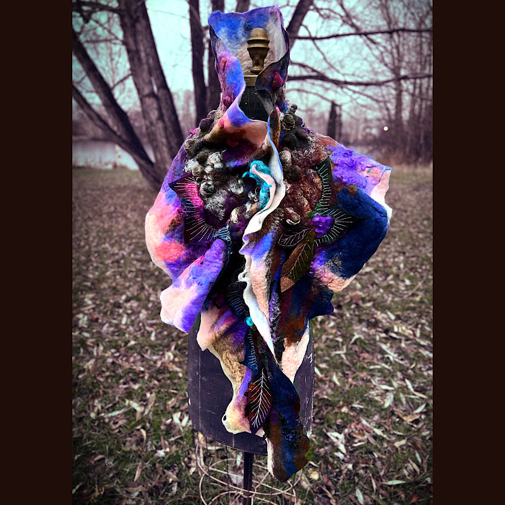 Soleil d’hiver felted scarf 75” X 18”