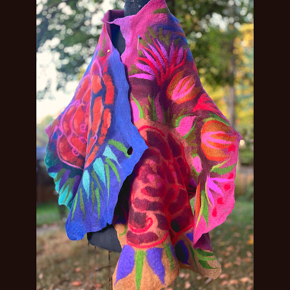 Handmade Felted Wool Scarf 74” X 29”