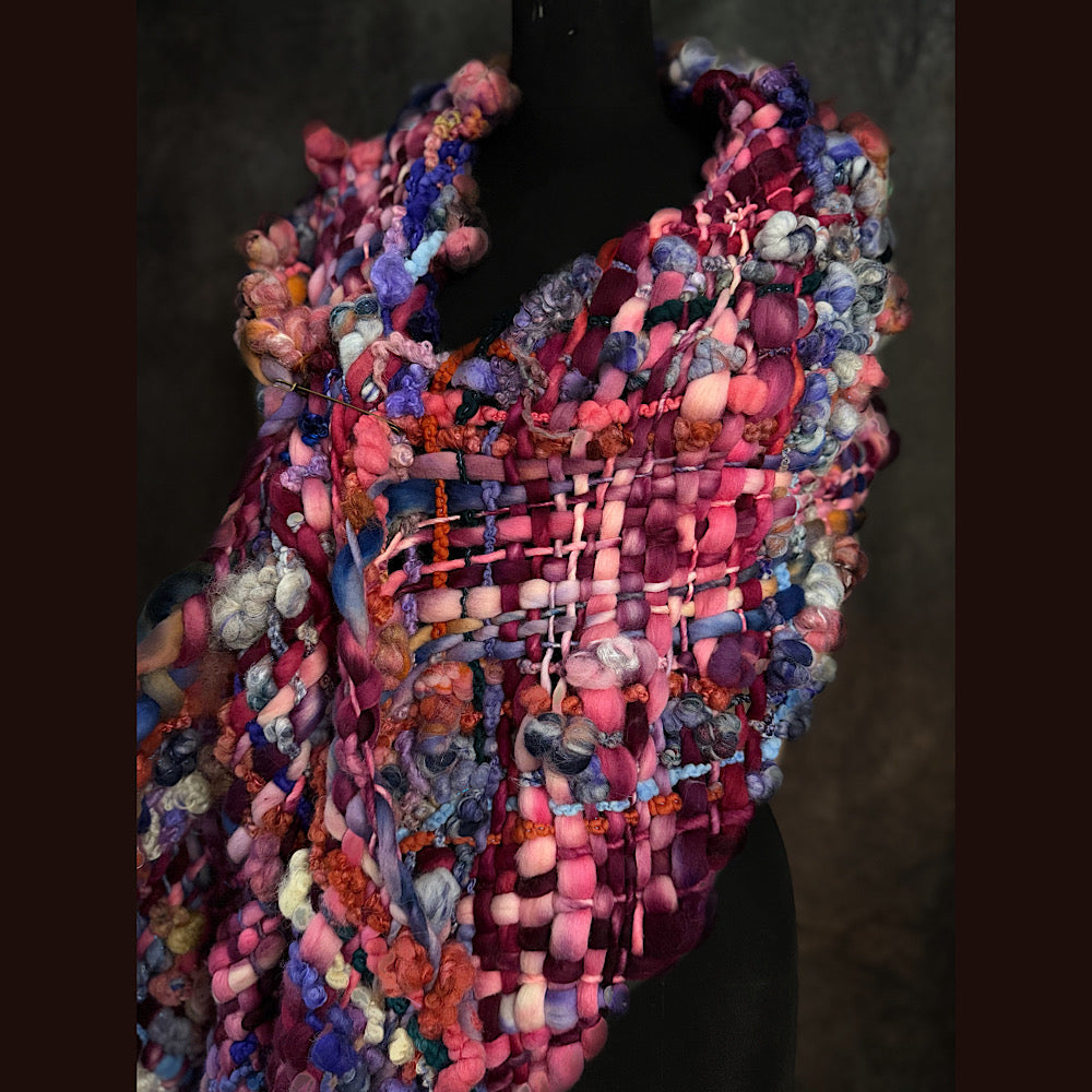 Handmade wool Woven Scarf 88” X 11”