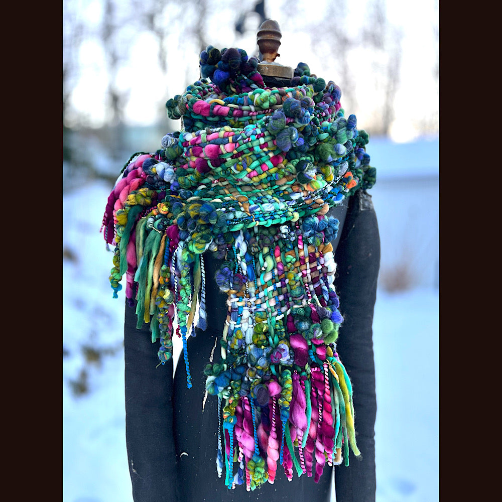 Woven art yarn Scarf 92” X 8.5”