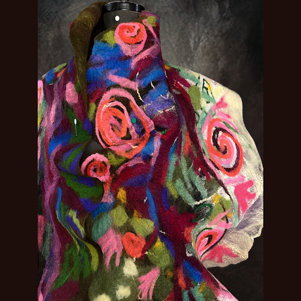 OOAK Handmade wool Felted Scarf 84” X 18”