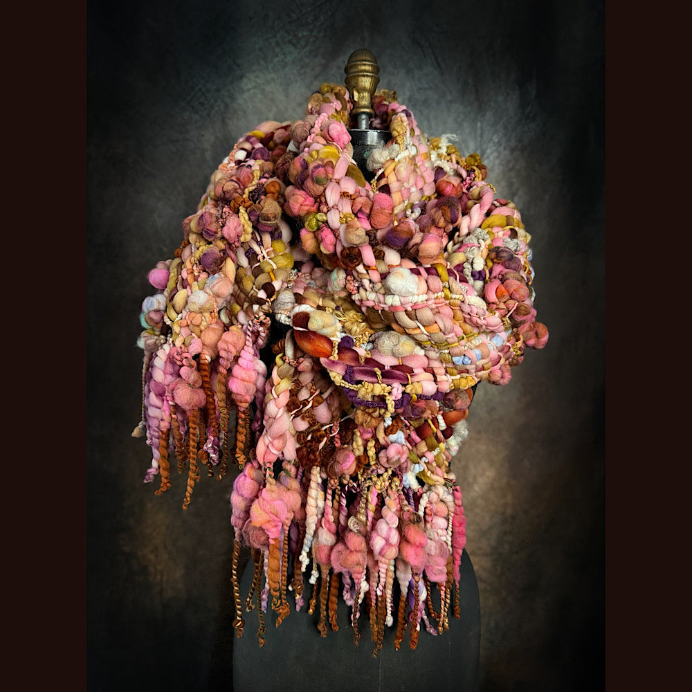 Handmade wool Woven Scarf 84”X 11”