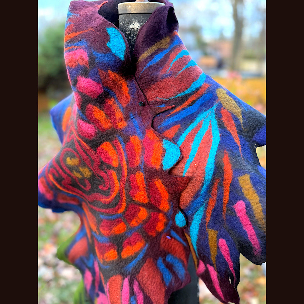 Handmade wool Felted Scarf 78” X 16”