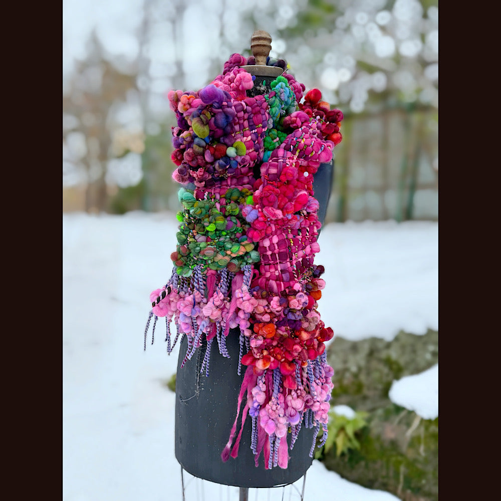 Handmade wool Woven Scarf 88” X 7”