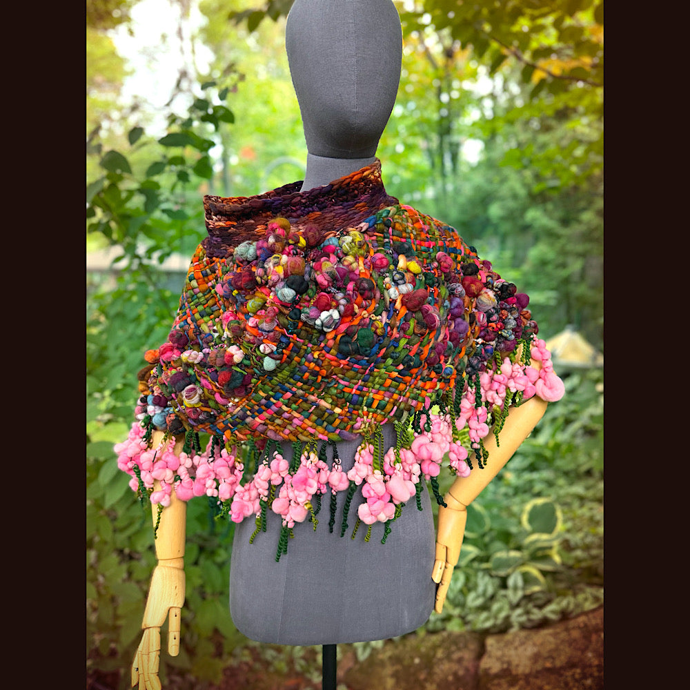 OOAK Hand woven wool handmade Scarf shawlette